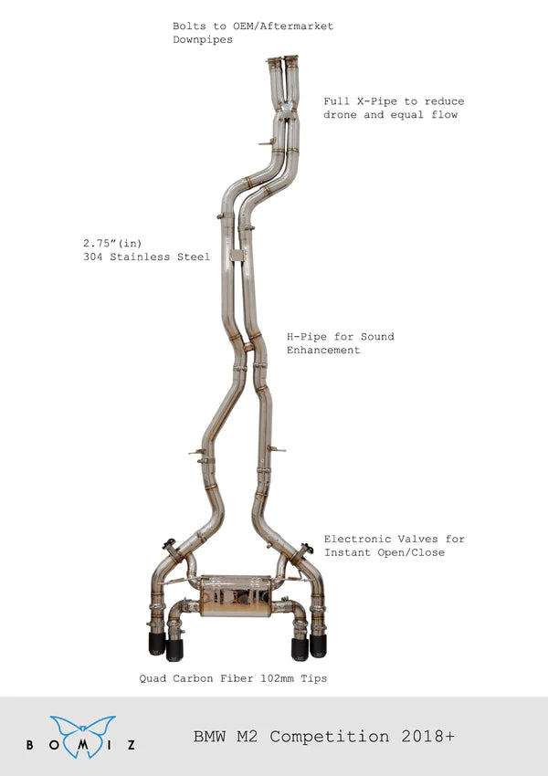 Bomiz BMW F87 M2 Competition Valved Exhaust System - 0