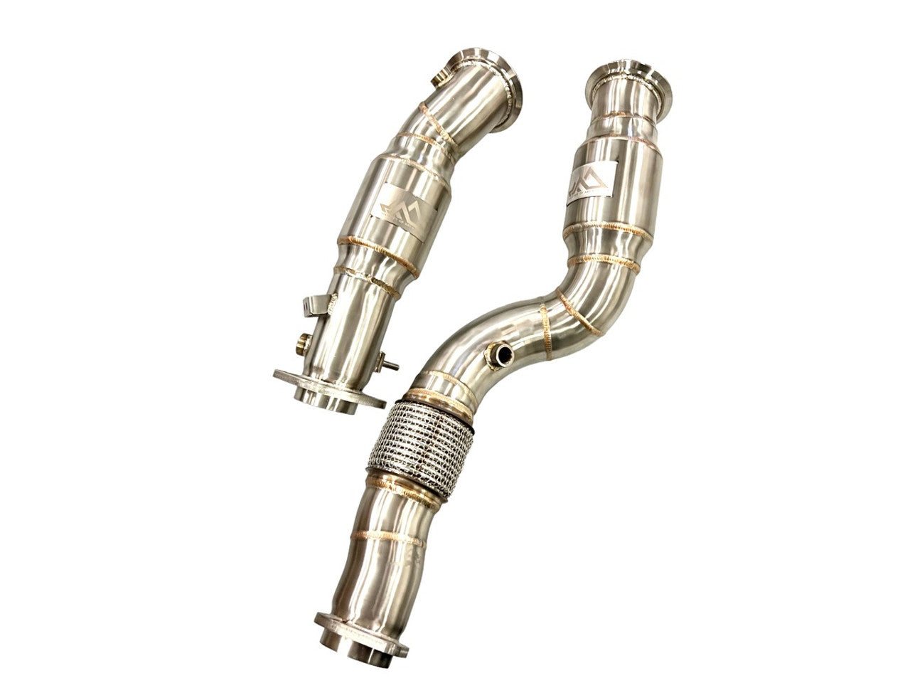 MAD BMW M2C M3 M4 S58 Resonated Downpipes W/ Flex Section - 0