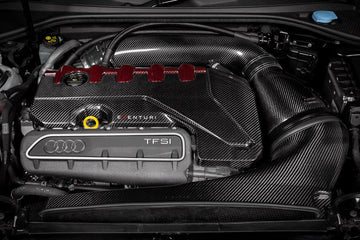 Eventuri Audi 8Y / 8V RS3 / 8S TTRS Black Carbon and Red Kevlar Engine Cover - 0