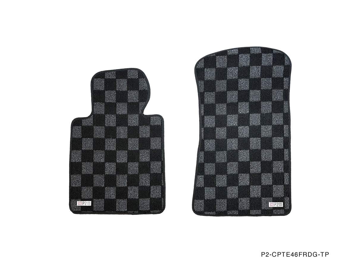 P2M BMW E46 1999-06 3-SERIES COUPE/SEDAN RACE FLOOR MATS : DARK GREY (FRONT/REAR) - 0