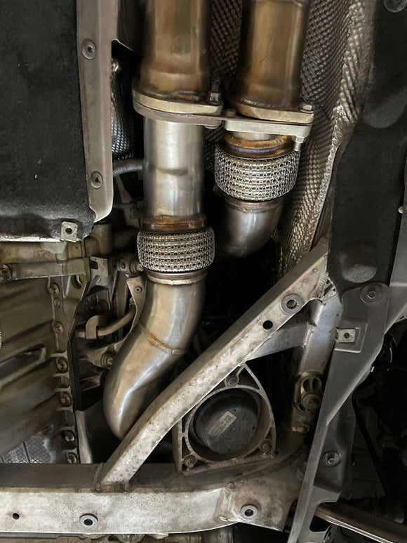 MAD BMW S55 3.5" Fat Boy Downpipes M2C M3 M4 W/ Flex Section